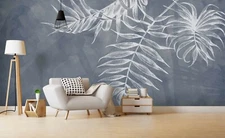 3D Leaves Blue Self-adhesive Removable Wallpaper Murals Wall Sticker FC