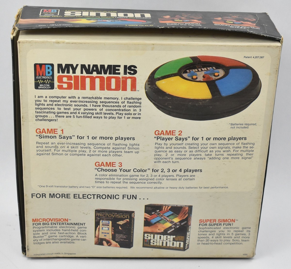 Simon Electronic Vintage Game Milton Bradley 1978 In Box Tested