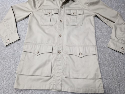 WOOLRICH Vintage Men's Safari Beige Cargo Outdoor Utility Over Shirt Jacket - S - Picture 4 of 13