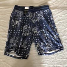 No Boundaries Men’s Drawstring Pocket Lounge Shorts Blue Bandana NWT SM (28-30)