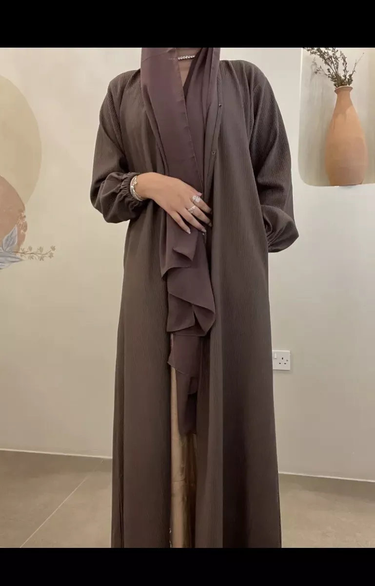 Ribbed Abaya Coat Modest Dress Purple New | eBay