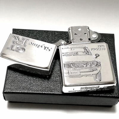 SKYLINEジッポ Zippo Nissan Skyline GT-R KPGC110 Double Sided Etching Silver