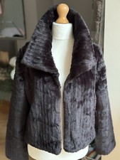 Bnwot Edina Ronay Black Faux Fur Jacket Uk Size 14 Stunning Invisible Fastenings
