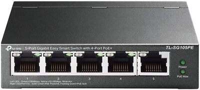 TP-Link TL-SG105PE 5-Port Gigabit Managed LAN PoE Switch 4 PoE+ Ports 65 Watt