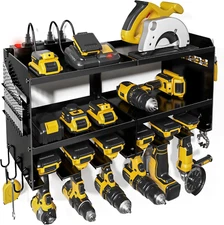 Power Tool Organizer Wall Mount with Charging Station, Garage Tool Shelf 6 Drill