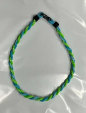 20" Neon Lime Green Light Sky Blue 2 Rope Titanium Sports Baseball Necklace