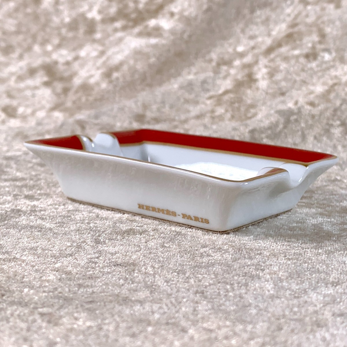 Hermes Paris Mini Ashtray Change Tray Leopard Porcelain Red