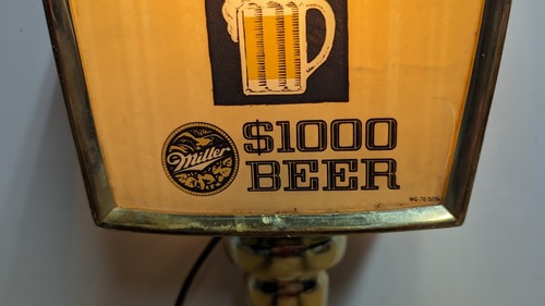 "Letrero de luz vintage de aplique de pared de cerveza Miller $1000 ""Recompénsate"" 14,5" - Imagen 3 de 11