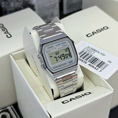Casio A158WEA-7DF Silver Digital Watch Stainless Steel Classic Retro WR