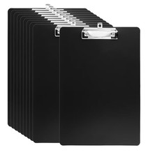Image of Srvnpioy A4 Clipboard, 12 Pack PVC Plastic Clipboards for Office, Hospital Black