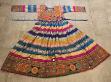 Traditional Afghan Kuchi boho Tribal Multi Color dress with Charma Dozi Work
