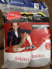 Hanes 6 pair Cushion Over The Calf White Tube Socks Size 6-12