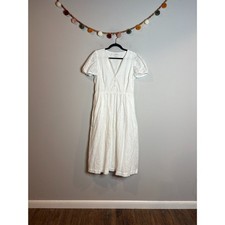 J. Crew white cotton eyelet embroidered midi dress