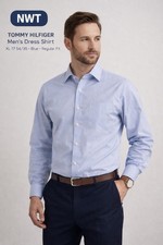 Tommy Hilfiger Ithaca Men's Blue Regular Fit Dress Shirt 17 34-35 XL