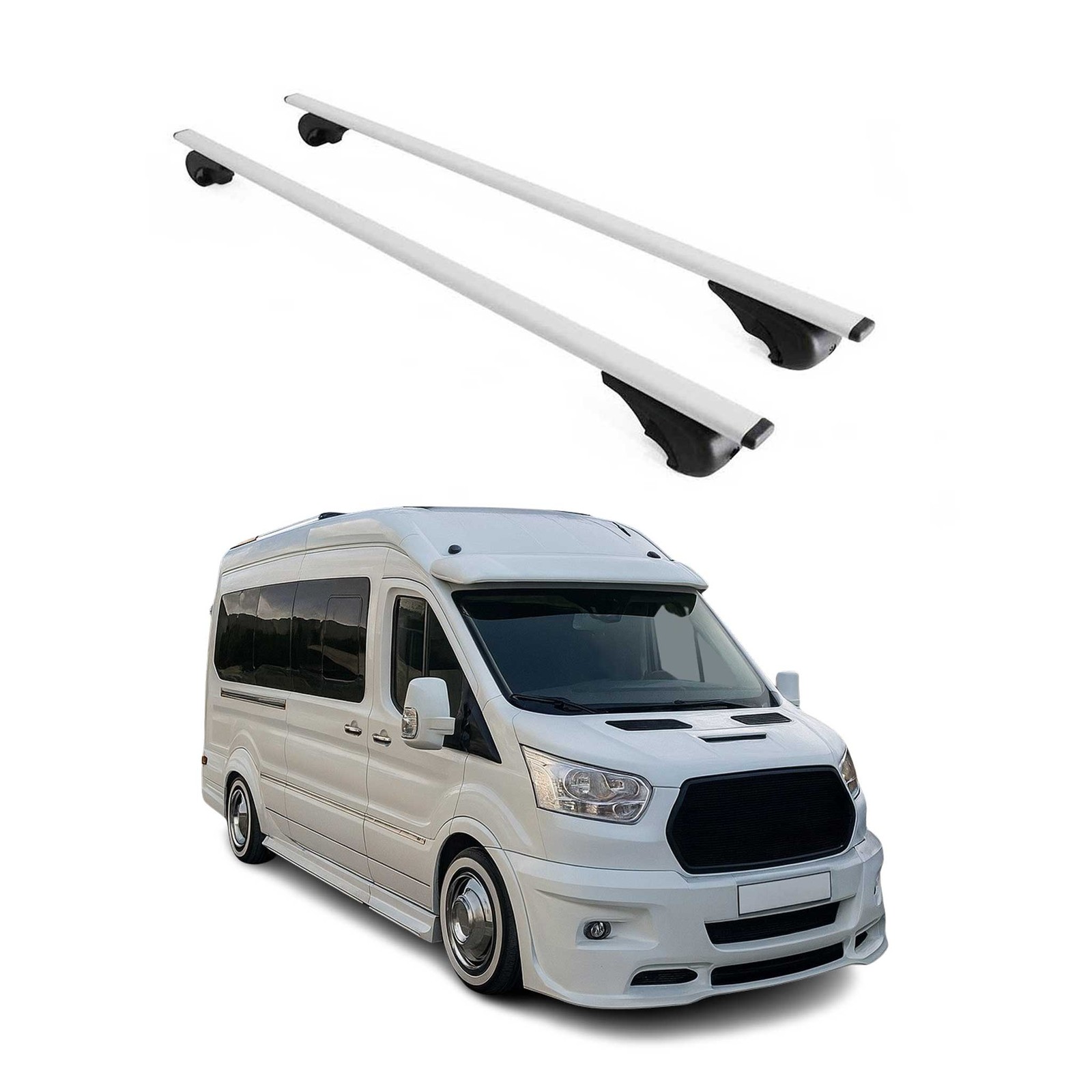 Barres de toit Ford Transit argent en fer pour fixer vos échelles
