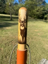Deer Buck White Tail, Natural Earth Tones Poplar Wood Walking Stick Hiking Staff