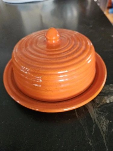 Bauer Pottery Ring Butter dish Orange!