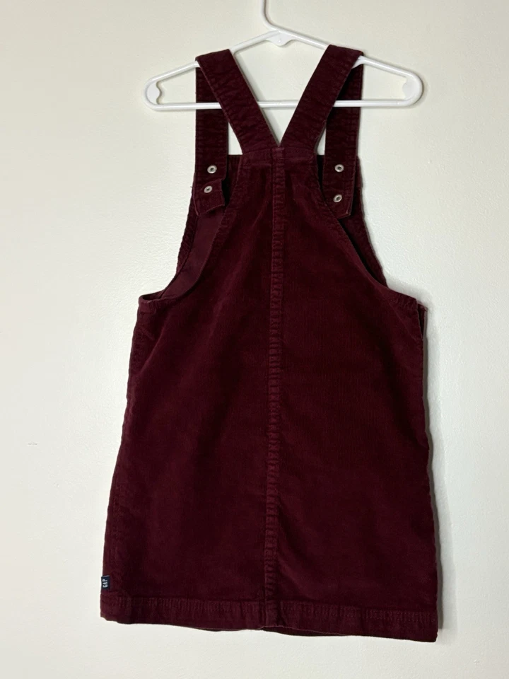 GAP Kids Burgundy Corduroy Jumper Bib Overall Dress Size 6/6x Holiday - Image 2 of 4