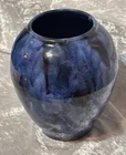 Cobalt Blue Onyx Vintage Art Pottery Vase - Blue Marbleized Glazed