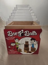 Fat Brain Toy Co. Box & Balls Game Wooden Toy Used Comes w/ Six Balls!
