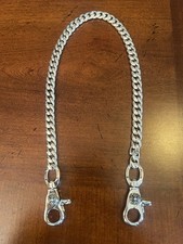 Authentic CHROME HEARTS wallet chain 925 Silver Cuban Link Double Lobster Clasp