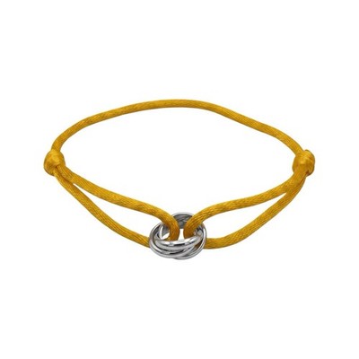 Trinity Kordelarmband Silber Edelstahl Ringe Damen Herren Verstellbar Gelb