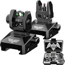 Fiber Optic Iron Sights for Picatinny Rail  Flip up Front and Rear Backup Sight