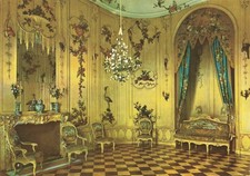 Postcard Germany Potsdam Sanssouci Palace Voltaire Room gilded wood carvings