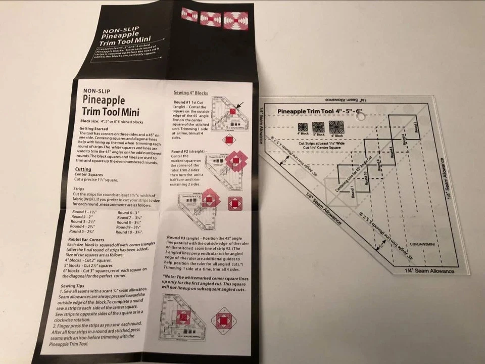 NONDESLIZANTE La Regla de Piña NUEVA Regla de Acolchado Herramienta de Recorte de Piña MST-03 Foto 4 de 4