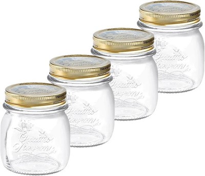 Stagi set of 4 Clear Airtight Mason Jars, 8.5 Oz