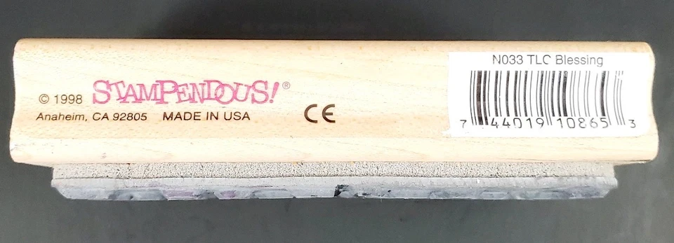 1998 Stampendous 木质安装橡皮图章-N033 TLC 祝福 — 第 3/4 张图片