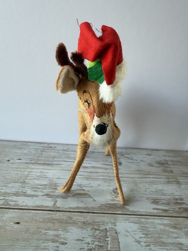 Vintage 1965 Annalee Mobilitee Dolls - Reindeer With Santa Hat Christmas Posable