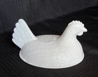 Vintage White Milk Glass Hen on Nest TOP ONLY Indiana Glass  ~ READ DESCRIPTION