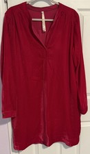 Uncle Frank Velvet Shift Dress Bright Red Holiday Party Pockets Knee Length LG