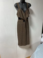 Fashion Nova Gold Sparkle Cutout Midi Dress Size L #832