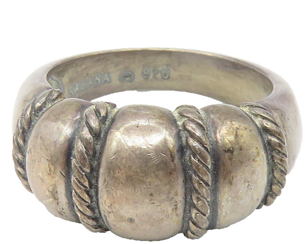 KABANA 925 Sterling Silver  Vintage Dark Tone Dome Band Ring Sz 6  RG10888
