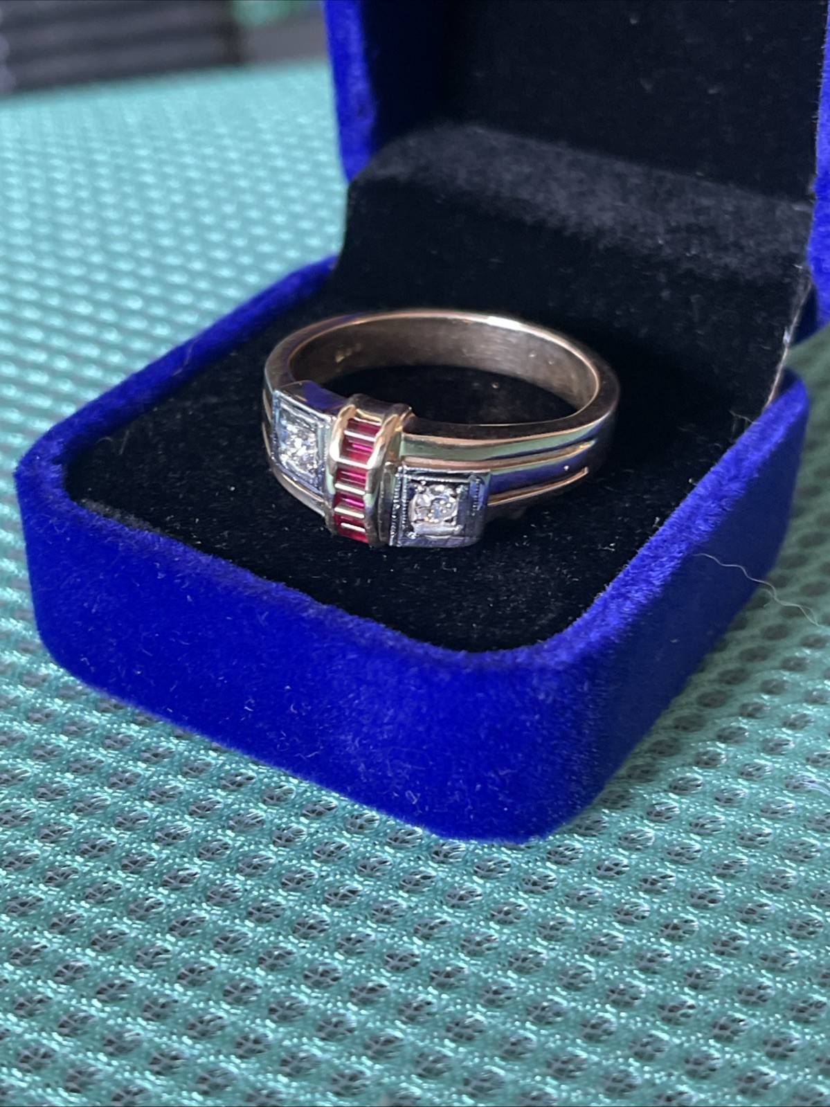 14K Solid Gold Diamond Ruby Men’s Ring Size 15 La… - image 8