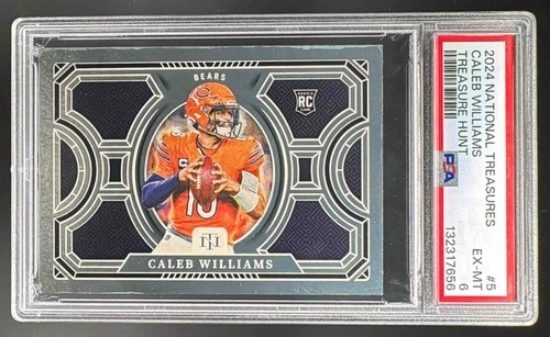 7656 Caleb Williams 2024 National Treasures #5 Treasure Hunt Silver RC /25 PSA 6