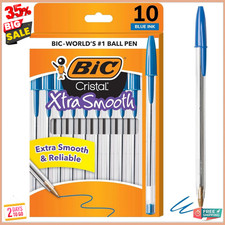 Pack of 10 Ballpoint Pen - Blue Ink Ball Point Pens for Office Writing School
