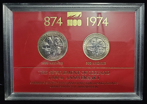 874-1974 Iceland 1100th Anniversary of Settlement Sterling Silver Coin Set 1.5oz