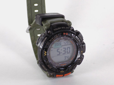 Casio Pro Trek PRG-240 Watch Solar Tough Triple Sensor Solar Black Green