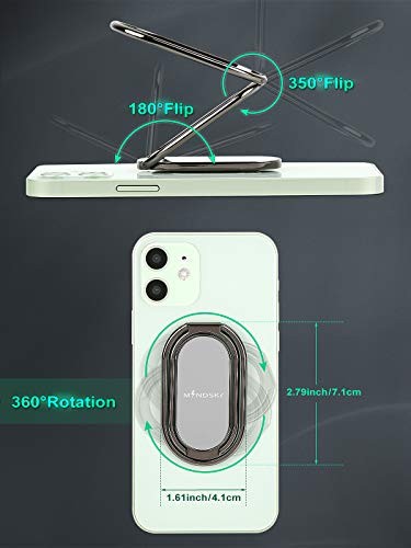 Phone Ring Holder Finger Kickstand 360°Rotation Cellphone Back Grip Gun Black - Picture 6 of 7