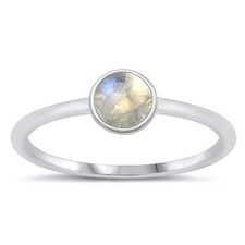 Round Moonstone Wholesale Ring New .925 Cute Sterling Silver Band Sizes 4-10