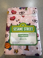 New Sesame Street Gang Standard 2-Pack Pillowcase Cotton Valentine Love Big Bird