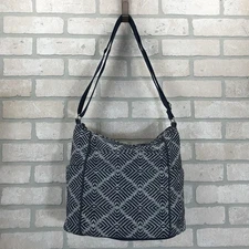 Thirty One Casual Carry All Diamond Weave Shoulder Crossbody Purse Bag Blue Gray