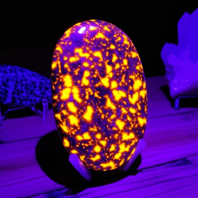 #ad Genuine Yooperlite Palm Stone Tumbled Gem Crystal UV Reactive Healing Decor Gift $15.19