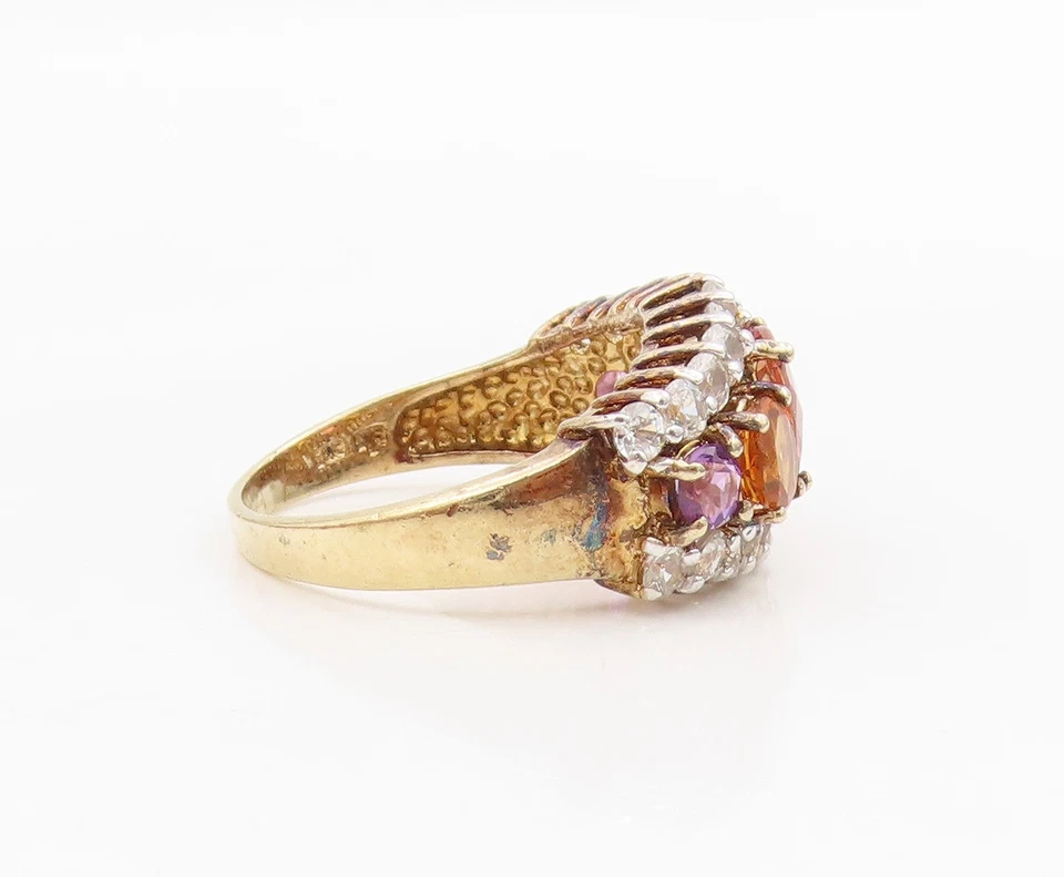 Anillo de plata de ley 925 vintage enchapado en oro banda de múltiples piedras preciosas talla 8,5 RG34170 Foto 4 de 4