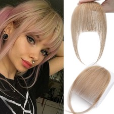 100% Human Hair Extension Clip In Thin Bangs Wispy Air Bangs Fringe Topper Women