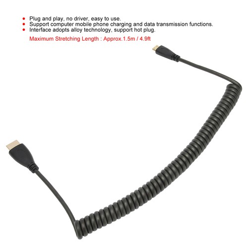 HD Multimedia Interface‑A To HD Multimedia Interface‑C Adapter Cable Spring NEW - Afbeelding 8 van 12