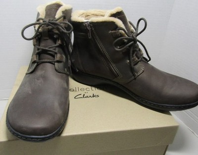 Clark's Cora Chai Women's Faux Fur Ankle Boots Taupe Size 9.5 W NIB